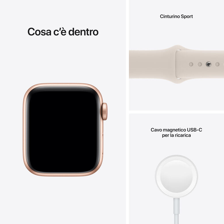 Apple Watch SE GPS + Cellular, 40mm Cassa in Alluminio color Oro con Cinturino Sport Galassia