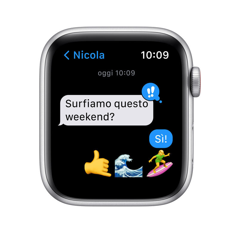 Apple Watch SE GPS + Cellular, 44mm Cassa in Alluminio color Argento con Cinturino Sport Azzurro