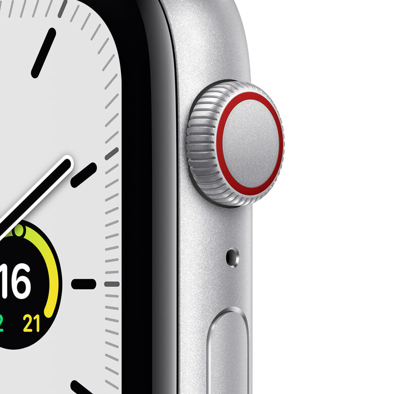Apple Watch SE GPS + Cellular, 44mm Cassa in Alluminio color Argento con Cinturino Sport Azzurro