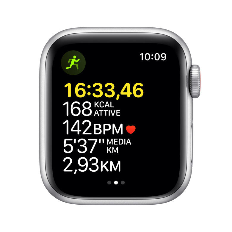 Apple Watch SE GPS + Cellular, 40mm Cassa in Alluminio color Argento con Cinturino Sport Azzurro