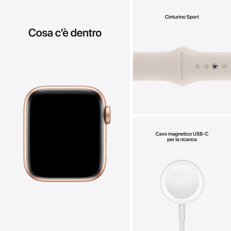 Apple Watch SE GPS, 40mm Cassa in Alluminio color Oro con Cinturino Sport Galassia
