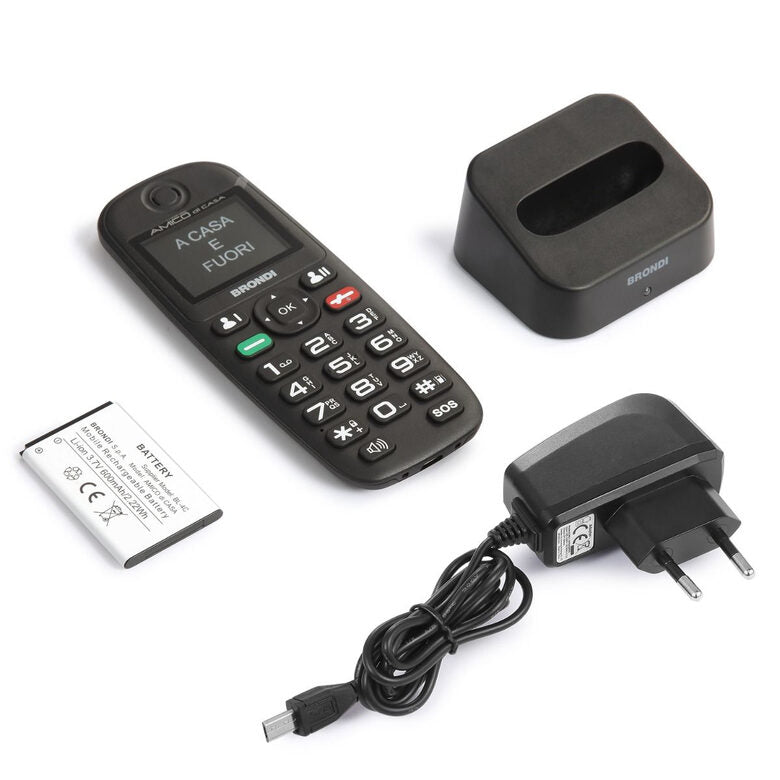 Brondi Amico di Casa 4,5 cm (1.77") 75 g Nero Telefono cellulare basico