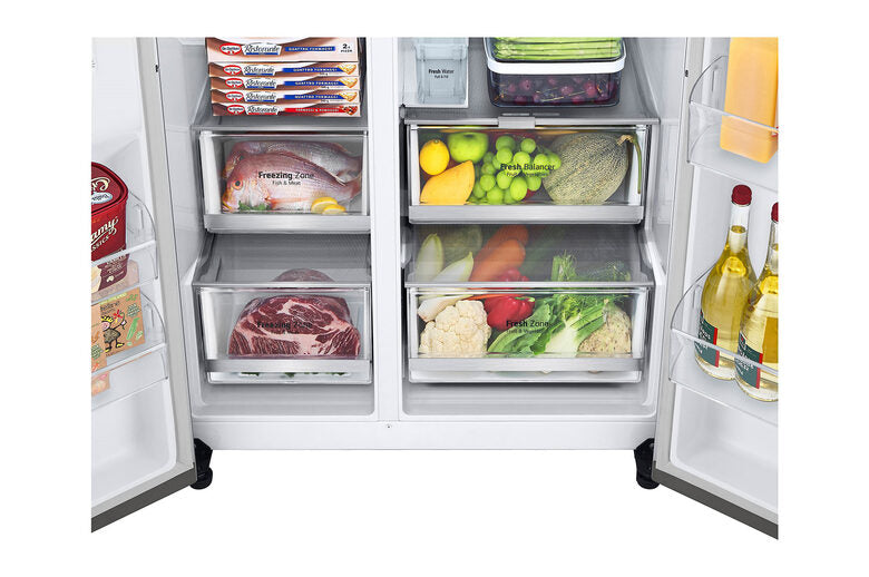 LG GSXV91PZAE frigorifero side-by-side Libera installazione 635 L E Nero, Acciaio inossidabile
