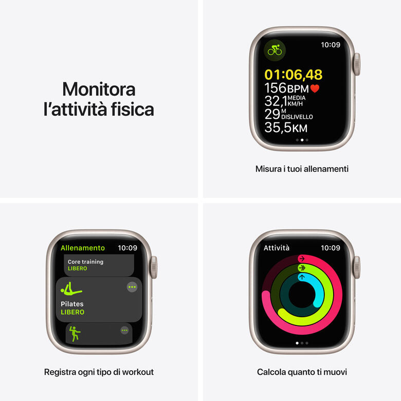Apple Watch Series 7 GPS, 41mm Cassa in Alluminio Galassia con Cinturino Sport Galassia