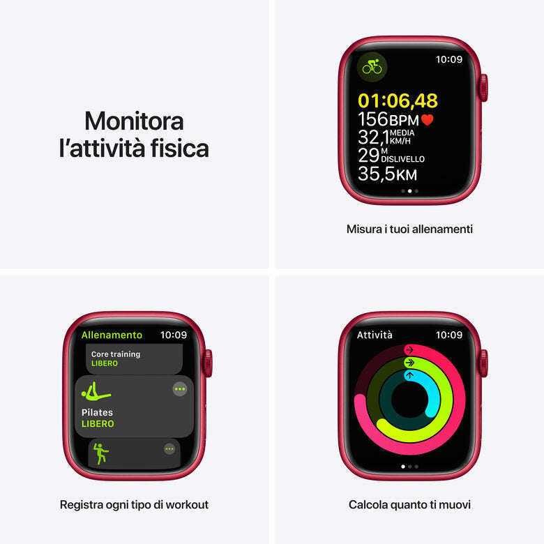 Apple Watch Series 7 GPS + Cellular, 45mm (PRODUCT)RED Cassa in Alluminio con Sport Band (PRODUCT)RED