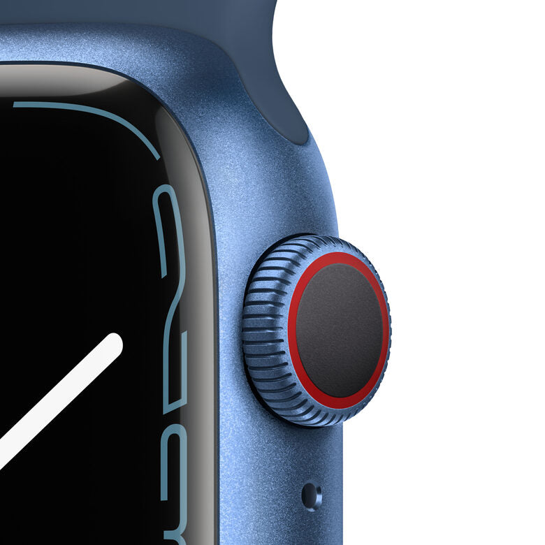 Apple Watch Series 7 GPS + Cellular, 41mm Cassa in Alluminio Blu con Cinturino Sport Azzurro