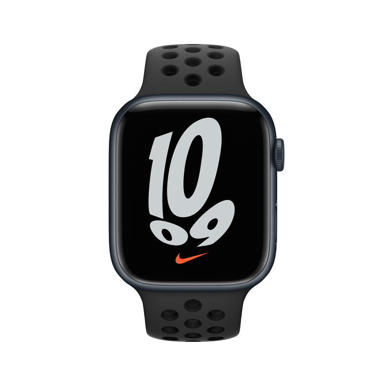 Apple Watch Nike Series 7 GPS + Cellular, 45mm Cassa in Alluminio Mezzanotte con Cinturino Sport Antracite/Nero