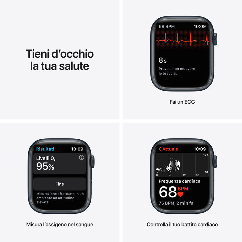 Apple Watch Nike Series 7 GPS + Cellular, 45mm Cassa in Alluminio Mezzanotte con Cinturino Sport Antracite/Nero
