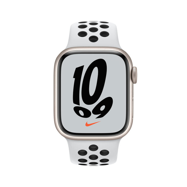 Apple Watch Nike Series 7 GPS + Cellular, 41mm Cassa in Alluminio Galassia con Cinturino Sport Platino Puro /Nero