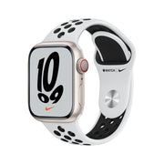 Apple Watch Nike Series 7 GPS + Cellular, 41mm Cassa in Alluminio Galassia con Cinturino Sport Platino Puro /Nero