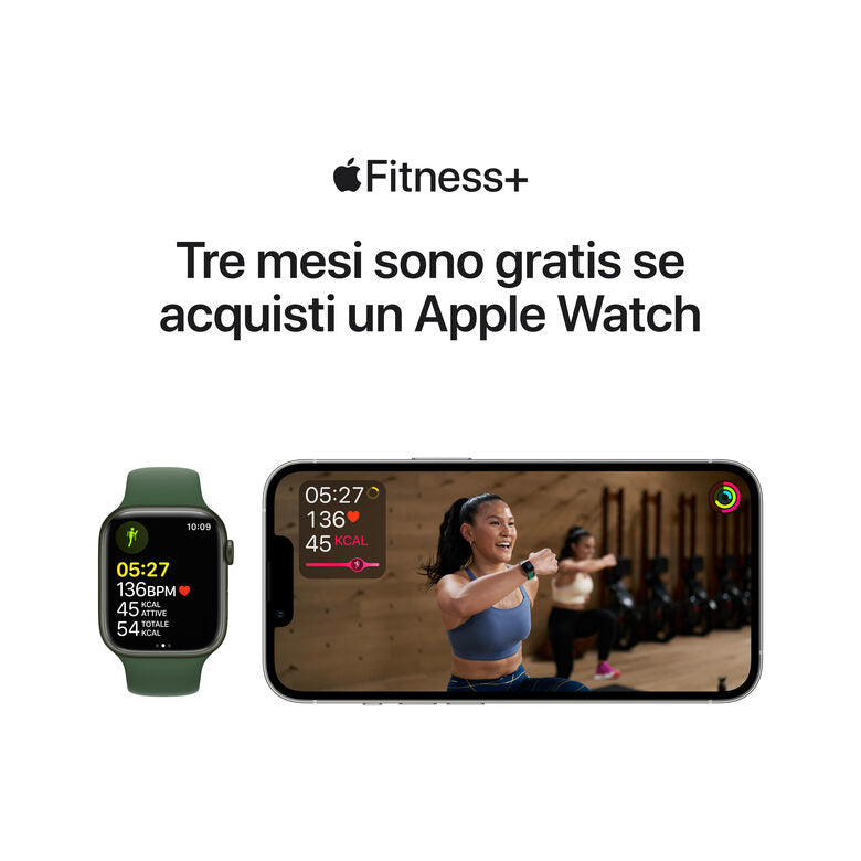 Apple Watch Series 7 GPS + Cellular, 45mm Cassa in Alluminio Verde con Cinturino Sport Verde