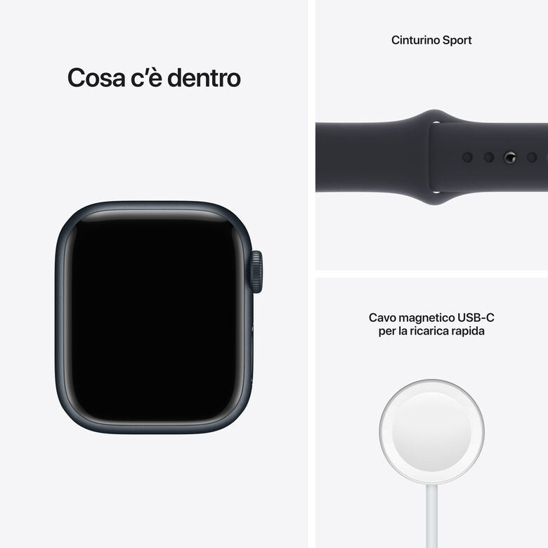 Apple Watch Series 7 GPS + Cellular, 41mm Cassa in Alluminio Mezzanotte con Mezzanotte Cinturino Sport -