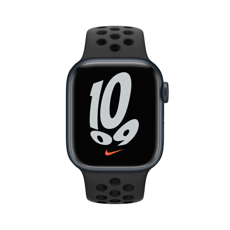 Apple Watch Nike Series 7 GPS, 41mm Cassa in Alluminio Mezzanotte con Cinturino Sport Antracite/Nero
