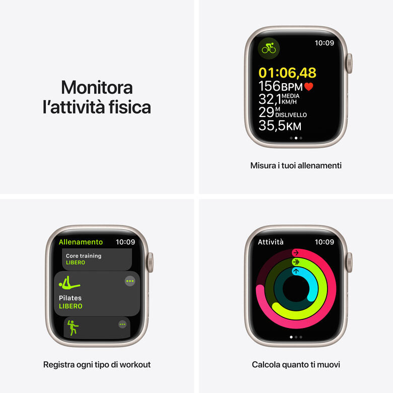 Apple Watch Series 7 GPS + Cellular, 45mm Cassa in Alluminio Galassia con Cinturino Sport Galassia