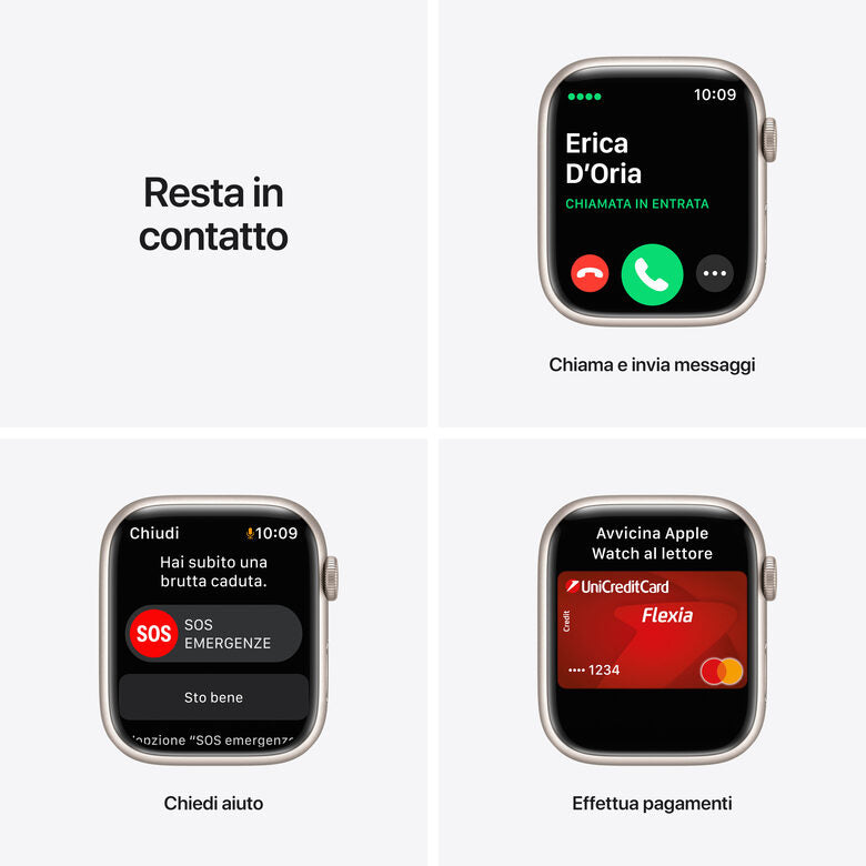 Apple Watch Series 7 GPS + Cellular, 45mm Cassa in Alluminio Galassia con Cinturino Sport Galassia