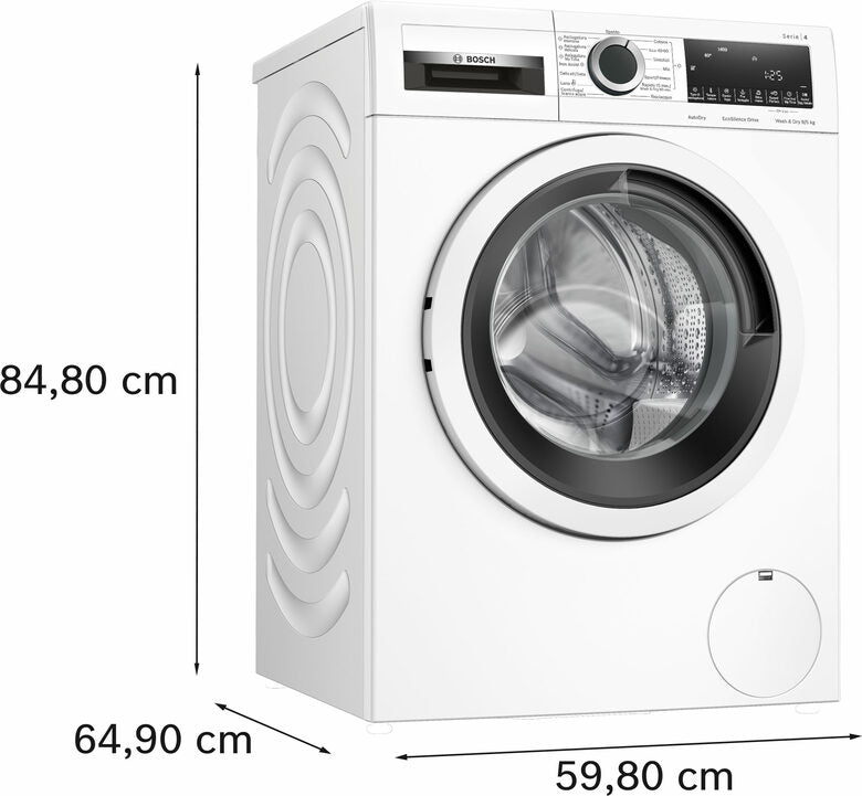 Bosch WNA144V0IT Serie 4 Lavasciuga A Libera Installazione 9/5 Kg, 1400 Giri, AutoDry, Iron Assist, Ecosilence Drive™, Classe E, Bianco