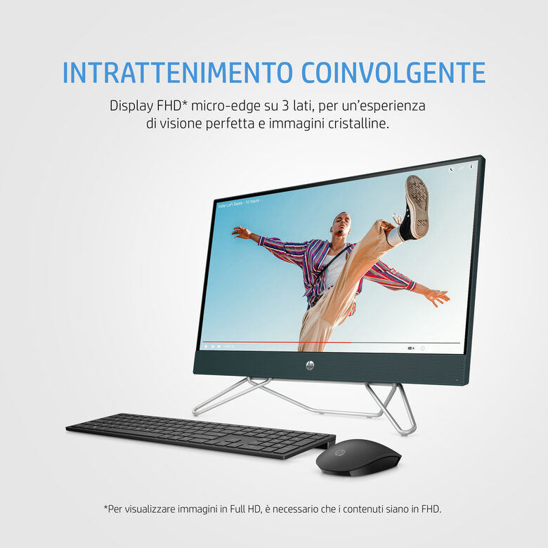 HP 24 -cb0008nl AMD Ryzen™ 3 5300U 60,5 cm (23.8") 1920 x 1080 Pixel PC All-in-one 8 GB DDR4-SDRAM 256 GB SSD Windows 11 Home Wi-Fi 5 (802.11ac) Bianco