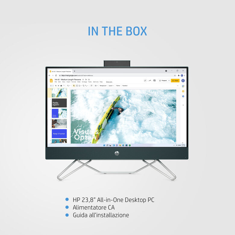 HP 24 -cb0008nl AMD Ryzen™ 3 5300U 60,5 cm (23.8") 1920 x 1080 Pixel PC All-in-one 8 GB DDR4-SDRAM 256 GB SSD Windows 11 Home Wi-Fi 5 (802.11ac) Bianco