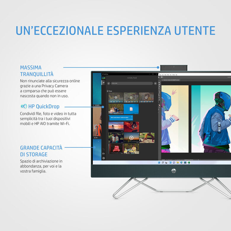 HP 27-cb0002nl AMD Ryzen™ 3 5300U 68,6 cm (27") 1920 x 1080 Pixel PC All-in-one 8 GB DDR4-SDRAM 512 GB SSD Windows 11 Home Wi-Fi 5 (802.11ac) Nero