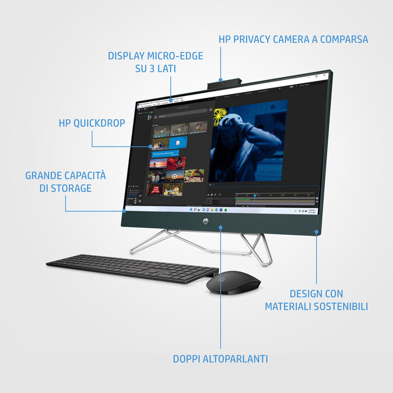 HP 27-cb0002nl AMD Ryzen™ 3 5300U 68,6 cm (27") 1920 x 1080 Pixel PC All-in-one 8 GB DDR4-SDRAM 512 GB SSD Windows 11 Home Wi-Fi 5 (802.11ac) Nero
