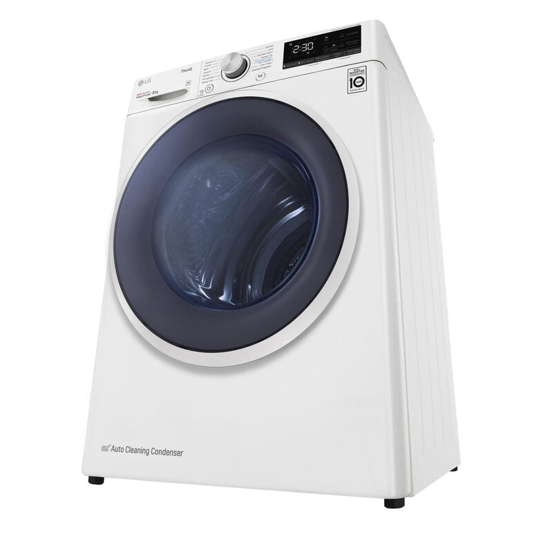 LG RH80V9AVHN Serie V9 Asciugatrice A Libera Installazione 8 Kg, Pompa Di Calore, Dual Inverter, Eco Hybrid, Condensatore Autopulente, Wi-Fi, Classe C, Bianco