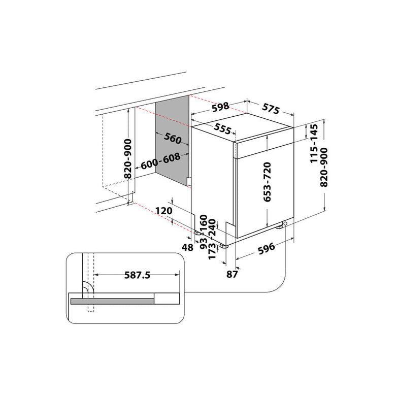Whirlpool Lavastoviglie semi incasso - WB 6020 P X