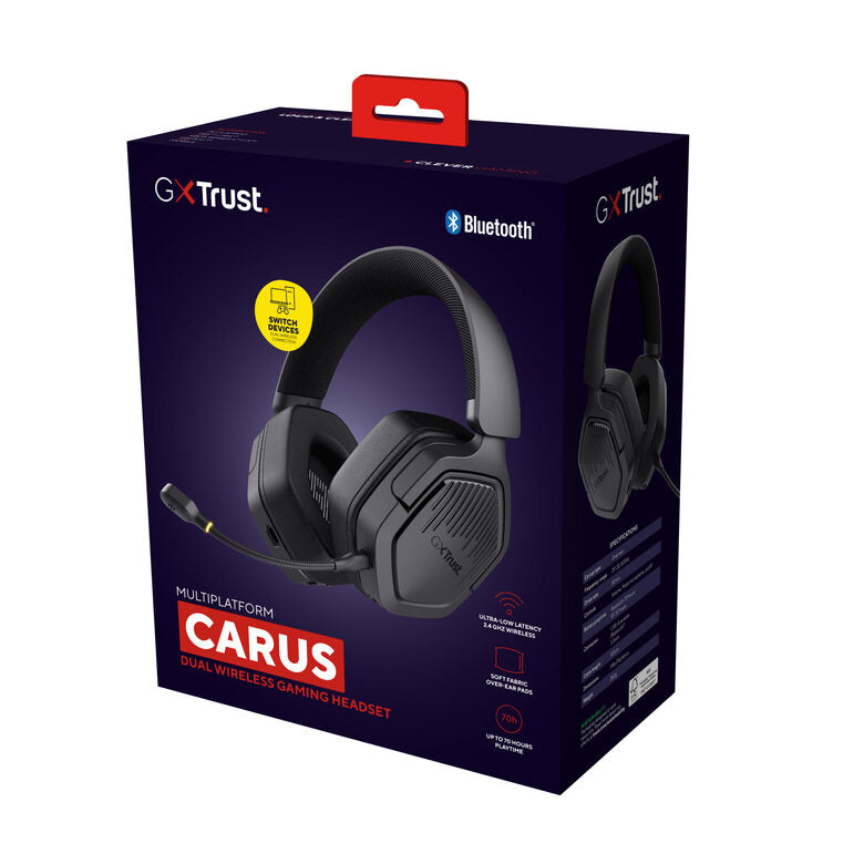 Trust GXT 493 Carus Auricolare Con cavo e senza cavo A Padiglione, Casco Gaming USB Type-C / USB Type-A Bluetooth Nero