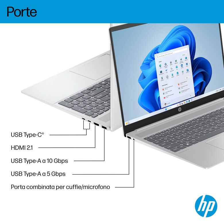 HP OmniBook 5 AI 16-af1007nl Intel Core Ultra 5 225U Computer portatile 40,6 cm (16") 2K 16 GB LPDDR5x-SDRAM 512 GB SSD Wi-Fi 6 (802.11ax) Windows 11 Home AI PC Argento