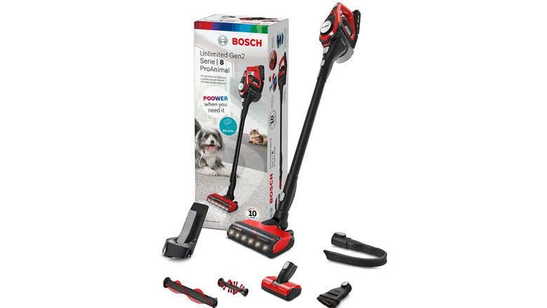 Bosch Serie 8 BBS8214PET aspirapolvere senza filo Nero, Rosso Senza sacchetto