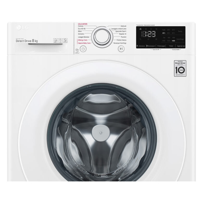 LG F4WV308S3B Lavatrice Intelligente AIDD 8kg Vapore 1400 Giri/min Carica frontale Classe B