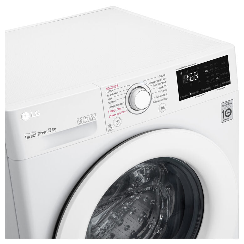 LG F4WV308S3B Lavatrice Intelligente AIDD 8kg Vapore 1400 Giri/min Carica frontale Classe B