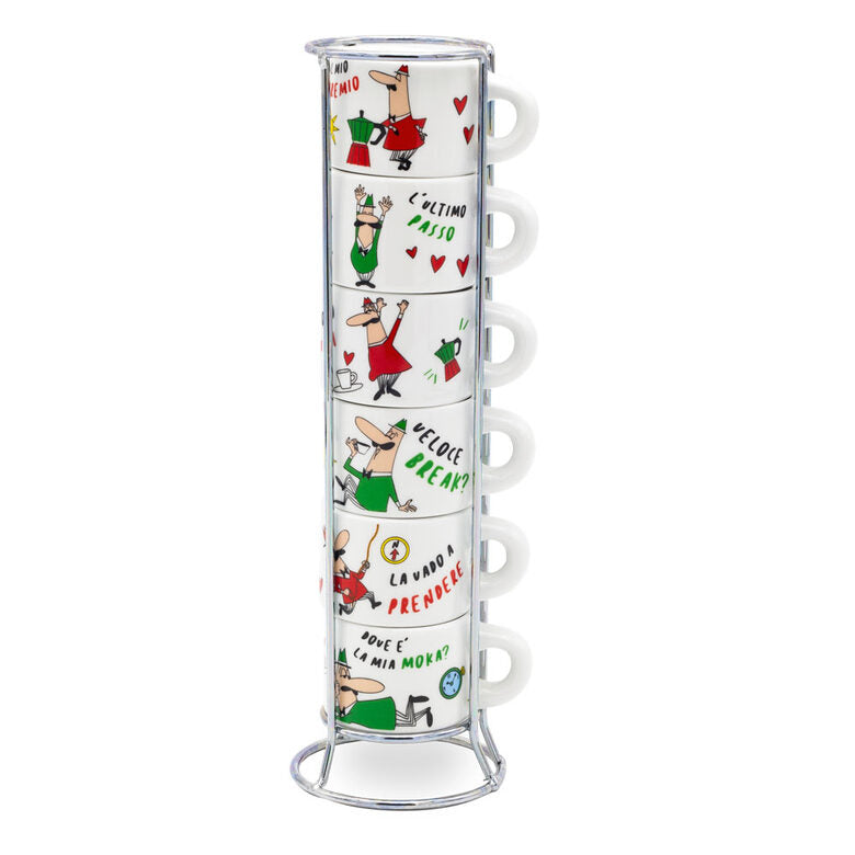 Bialetti L'Omino Italiano tazza Multicolore Espresso 6 pz