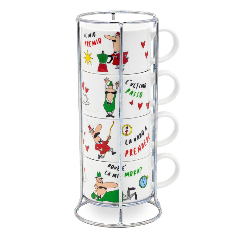 Bialetti L'Omino Italiano tazza Multicolore Cappuccino 4 pz