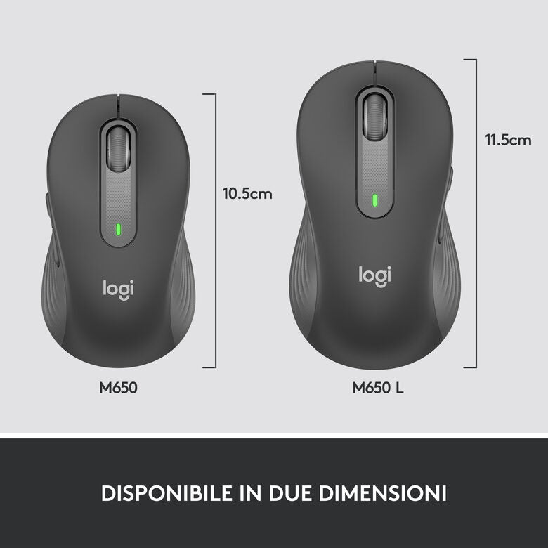 Logitech Signature M650 mouse Mano destra RF senza fili + Bluetooth Ottico 4000 DPI