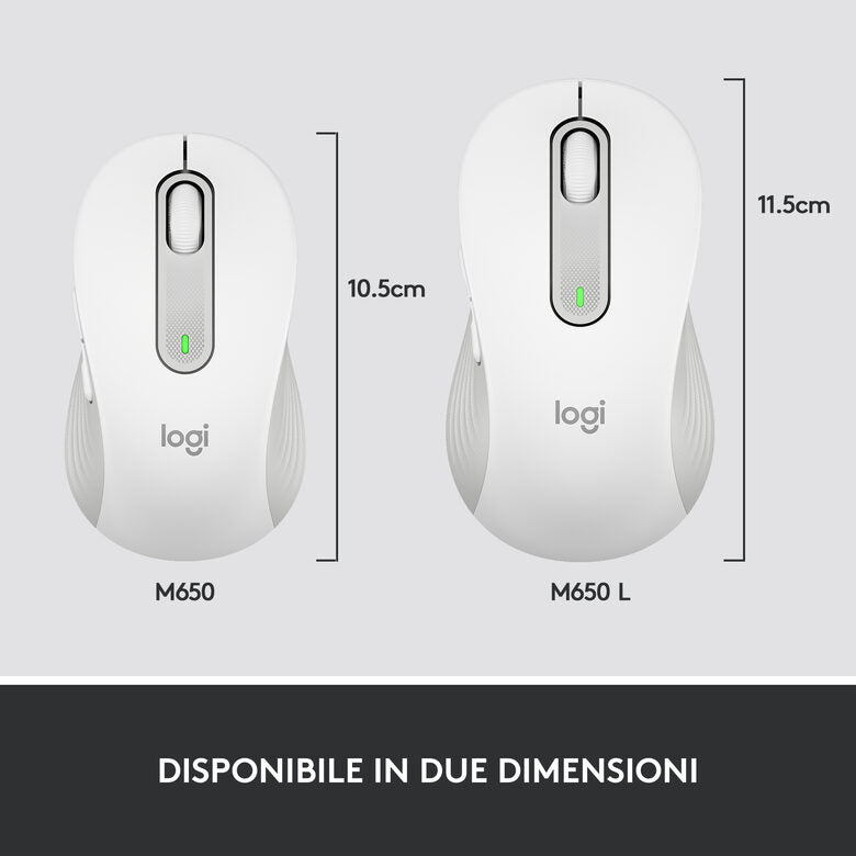 Logitech Signature M650 mouse Mano destra RF senza fili + Bluetooth Ottico 4000 DPI