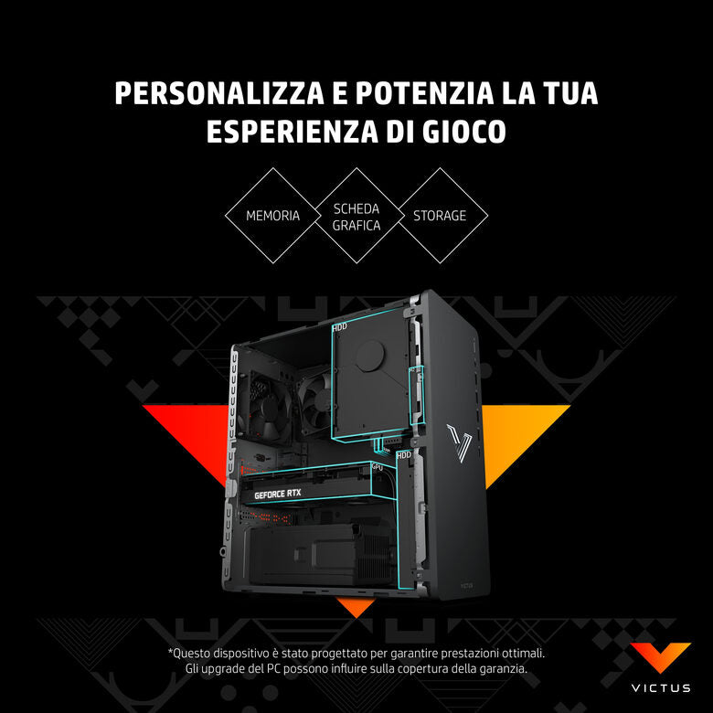 Victus by HP 15L Gaming Desktop TG02-0091nl PC Intel® Core™ i7 i7-12700F 16 GB DDR4-SDRAM 512 GB SSD NVIDIA GeForce RTX 3060 Ti Windows 11 Home Tower Nero