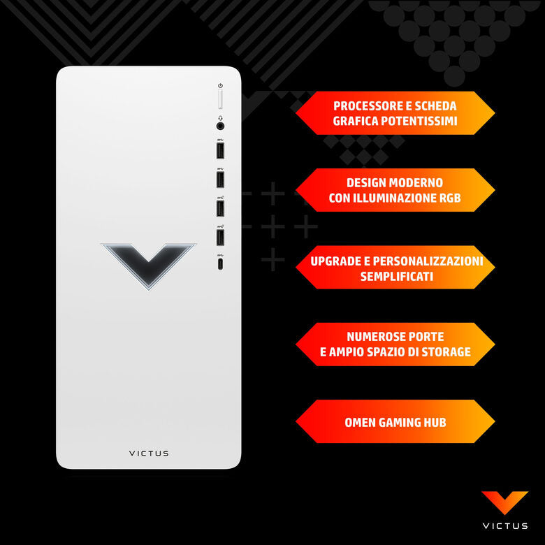 Victus by HP 15L Gaming Desktop TG02-0091nl PC Intel® Core™ i7 i7-12700F 16 GB DDR4-SDRAM 512 GB SSD NVIDIA GeForce RTX 3060 Ti Windows 11 Home Tower Nero