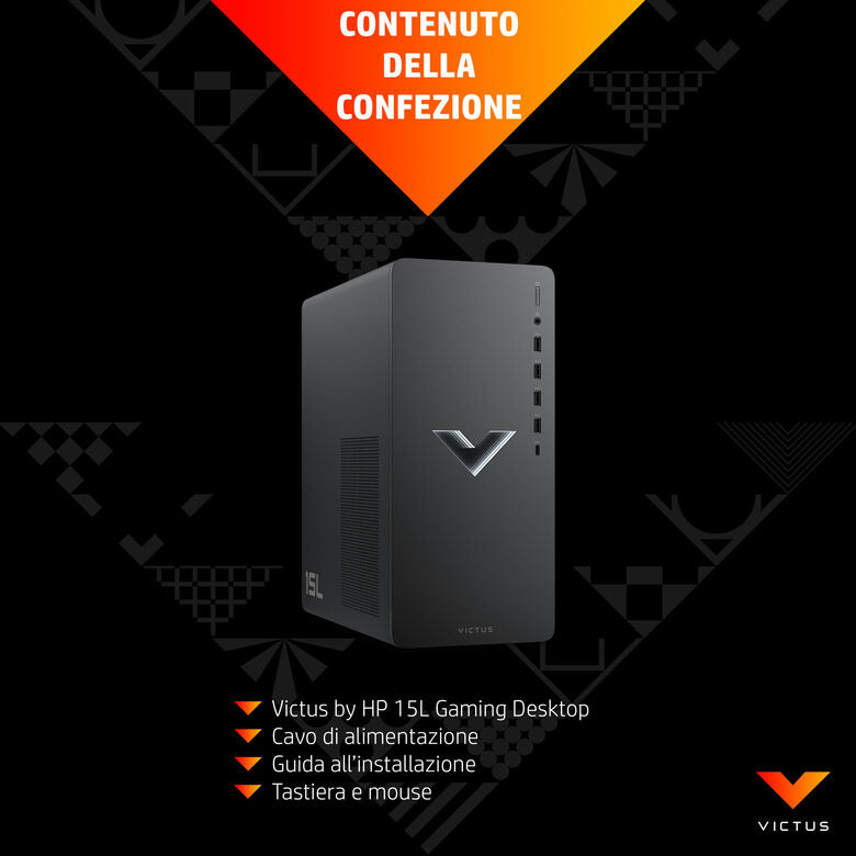 Victus by HP 15L Gaming Desktop TG02-0091nl PC Intel® Core™ i7 i7-12700F 16 GB DDR4-SDRAM 512 GB SSD NVIDIA GeForce RTX 3060 Ti Windows 11 Home Tower Nero