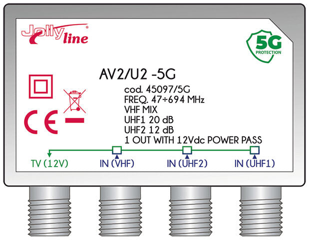 G.B.S. Elettronica AV2/U2-5G amplificatore di segnale TV 40 - 694 MHz