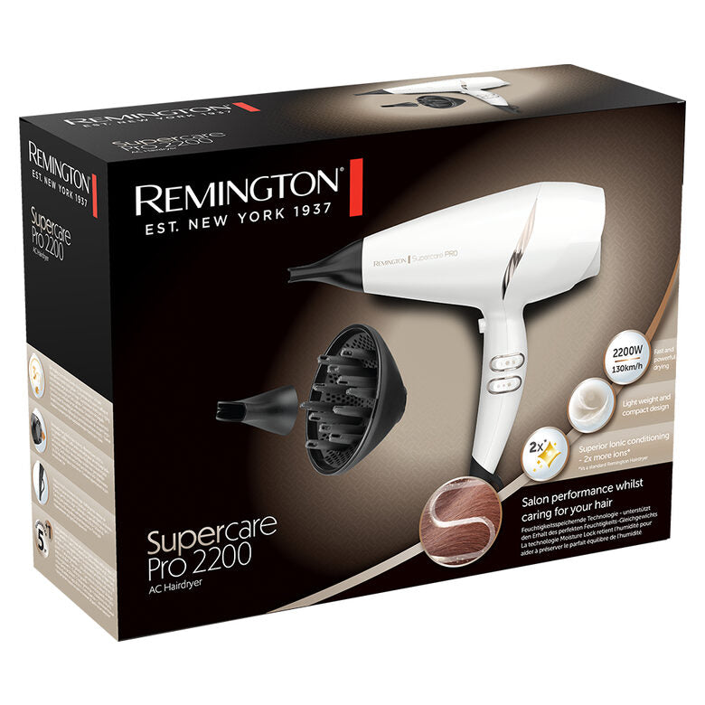 Remington Supercare Pro 2200 AC asciuga capelli 2200 W Nero, Bianco
