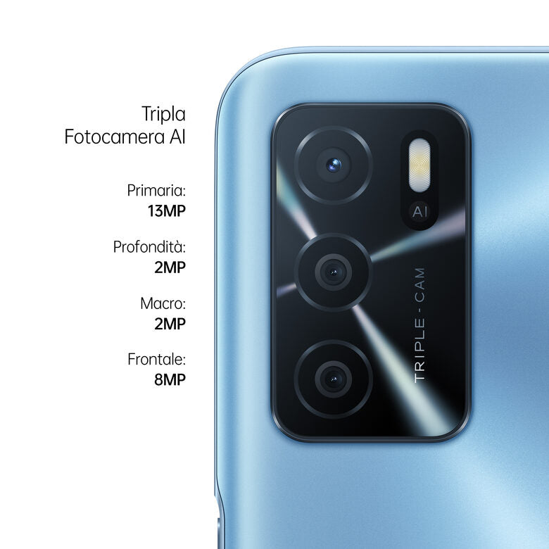 OPPO A16s Smartphone, NFC, AI Triple Camera 13+2+2 MP, 6.52” 60HZ Display, 5000mAh, SuperVOOC + Power Saving, RAM 4GB + ROM 64GB espandibile, ColorOS11.1, IPX4, [Versione Italiana], Pearl Bl