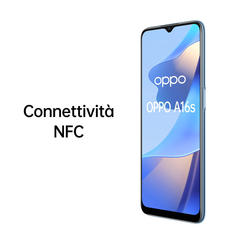 OPPO A16s Smartphone, NFC, AI Triple Camera 13+2+2 MP, 6.52” 60HZ Display, 5000mAh, SuperVOOC + Power Saving, RAM 4GB + ROM 64GB espandibile, ColorOS11.1, IPX4, [Versione Italiana], Pearl Bl