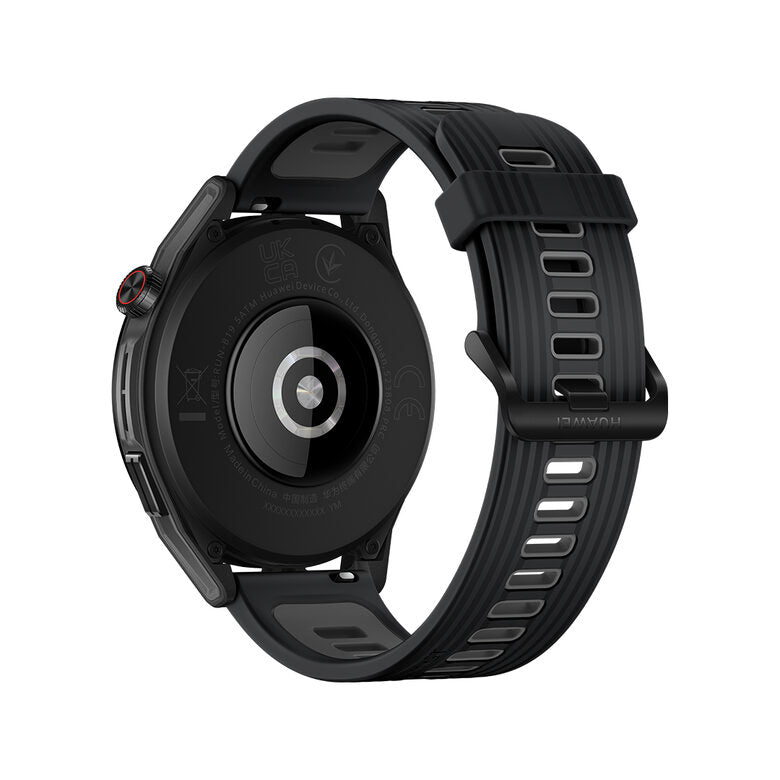 Huawei WATCH GT Runner-B19S,Black Durable Polymer Fiber Case,Black Soft Silicone Strap