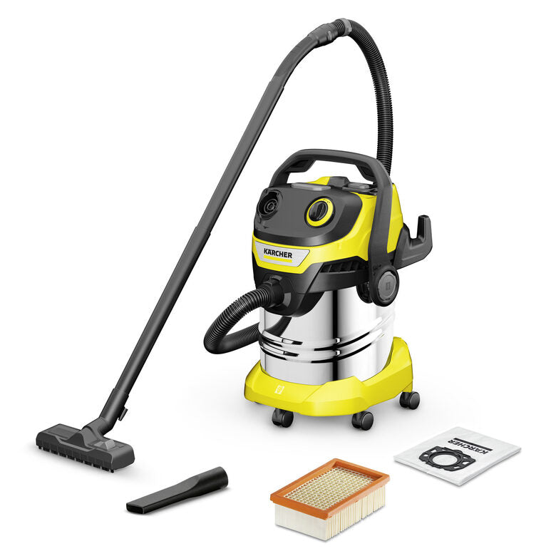 Kärcher WD 5 S V-25/5/22 Bidone Aspiratutto Acciaio inossidabile, Nero, Giallo 25 L 1100 W