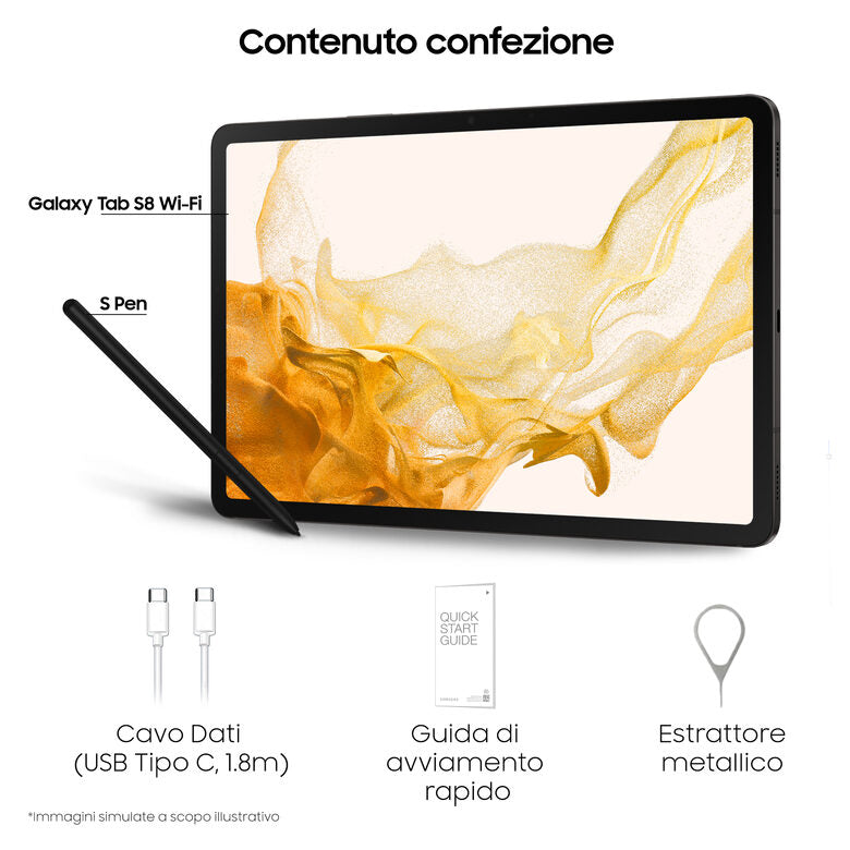 Samsung Galaxy Tab S8 Tablet Android 11 Pollici Wi-Fi RAM 8 GB 128 GB Tablet Android 12 Graphite [Versione italiana]
