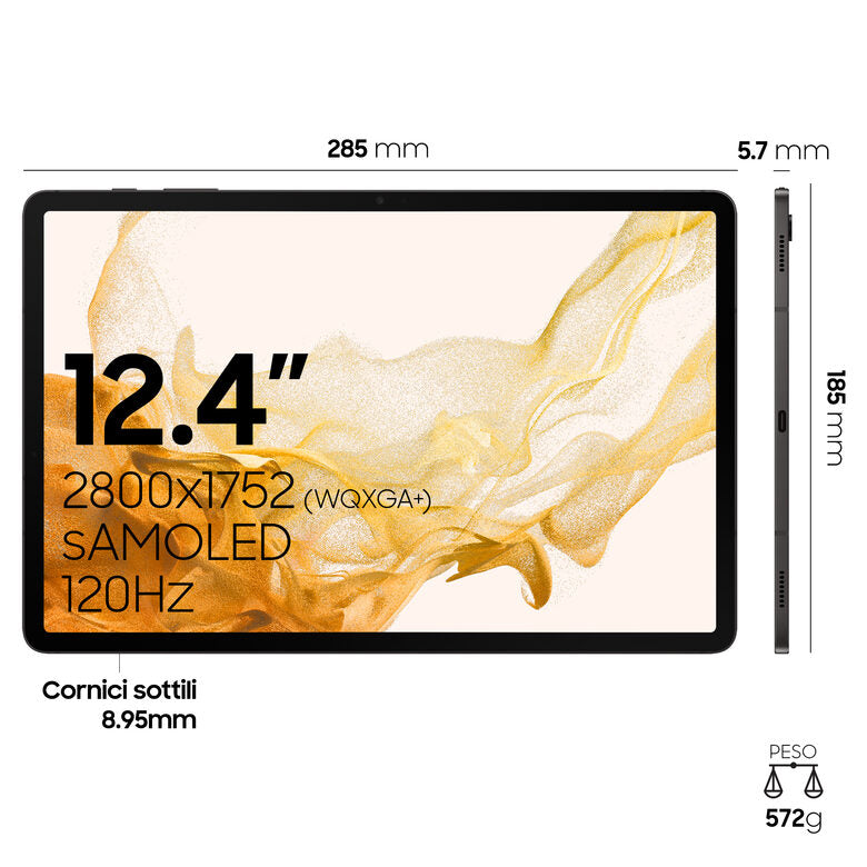 Samsung Galaxy Tab S8+ Galaxy Tab S8+ Tablet Android 12.4 Pollici 5G RAM 8 GB 256 GB Tablet Android 12 Graphite