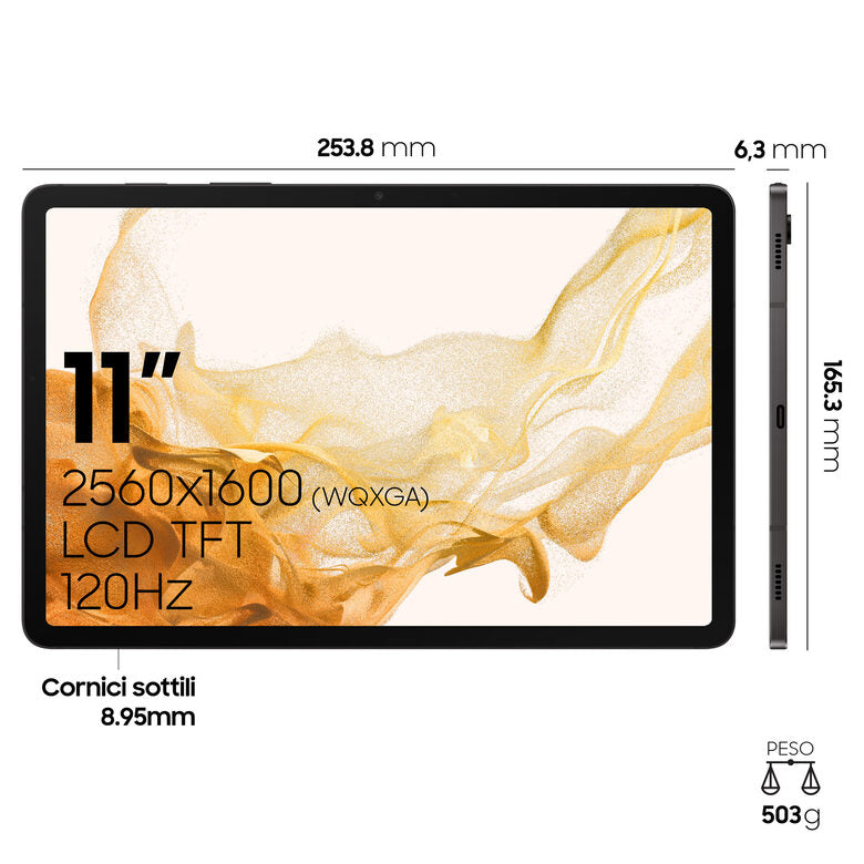 Samsung Galaxy Tab S8 Tablet Android 11 Pollici Wi-Fi RAM 8 GB 256 GB Tablet Android 12 Graphite [Versione italiana]