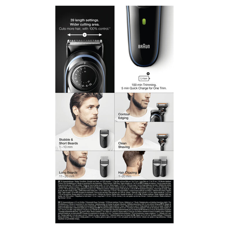 Braun BeardTrimmer 5 BT5340 Nero, Blu