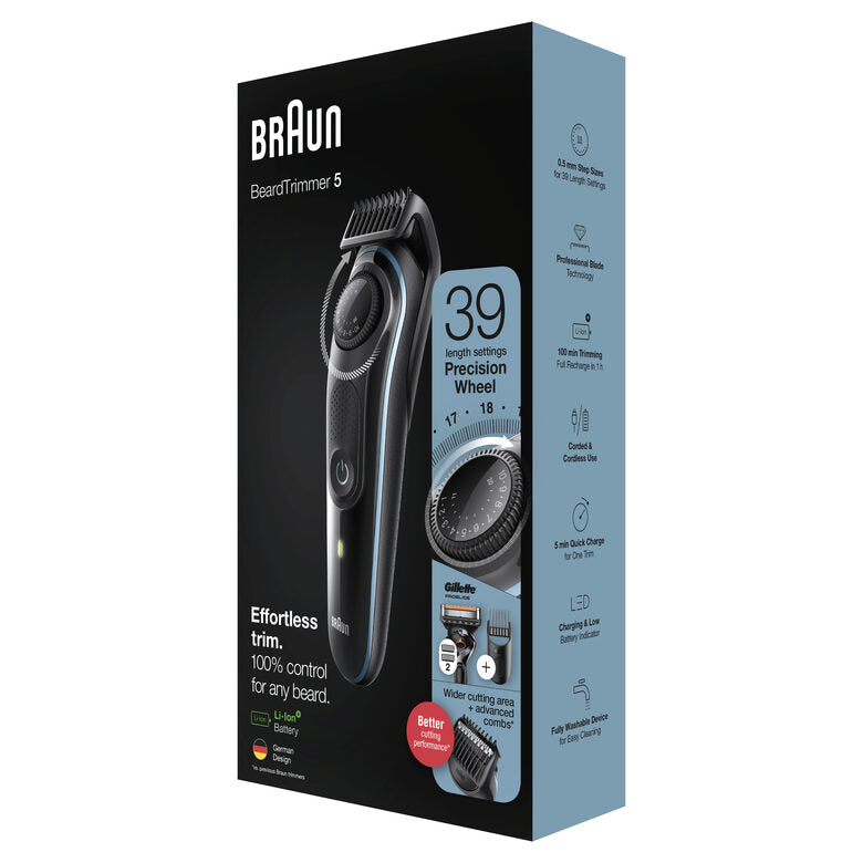 Braun BeardTrimmer 5 BT5340 Nero, Blu