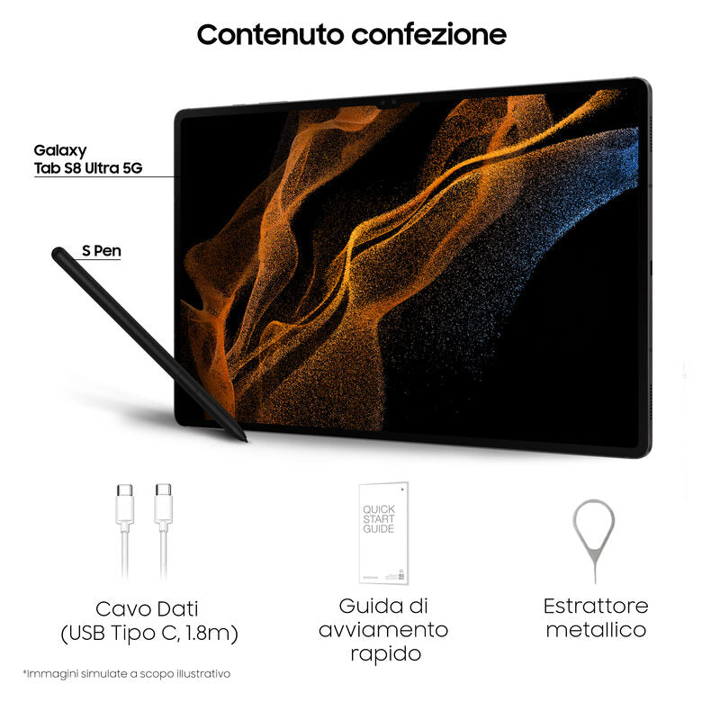 Samsung Galaxy Tab S8 Ultra Tablet Android 14.6 Pollici 5G RAM 12 GB 256 GB Tablet Android 12 Graphite [Versione italiana]